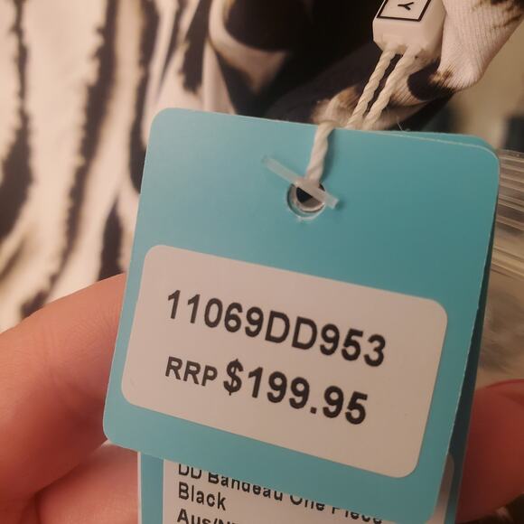 Seafolly Women's DD Cup Bandeau One Piece Swimsuit Zebra Ruched US 6 NWT NEW - Picture 10 of 16